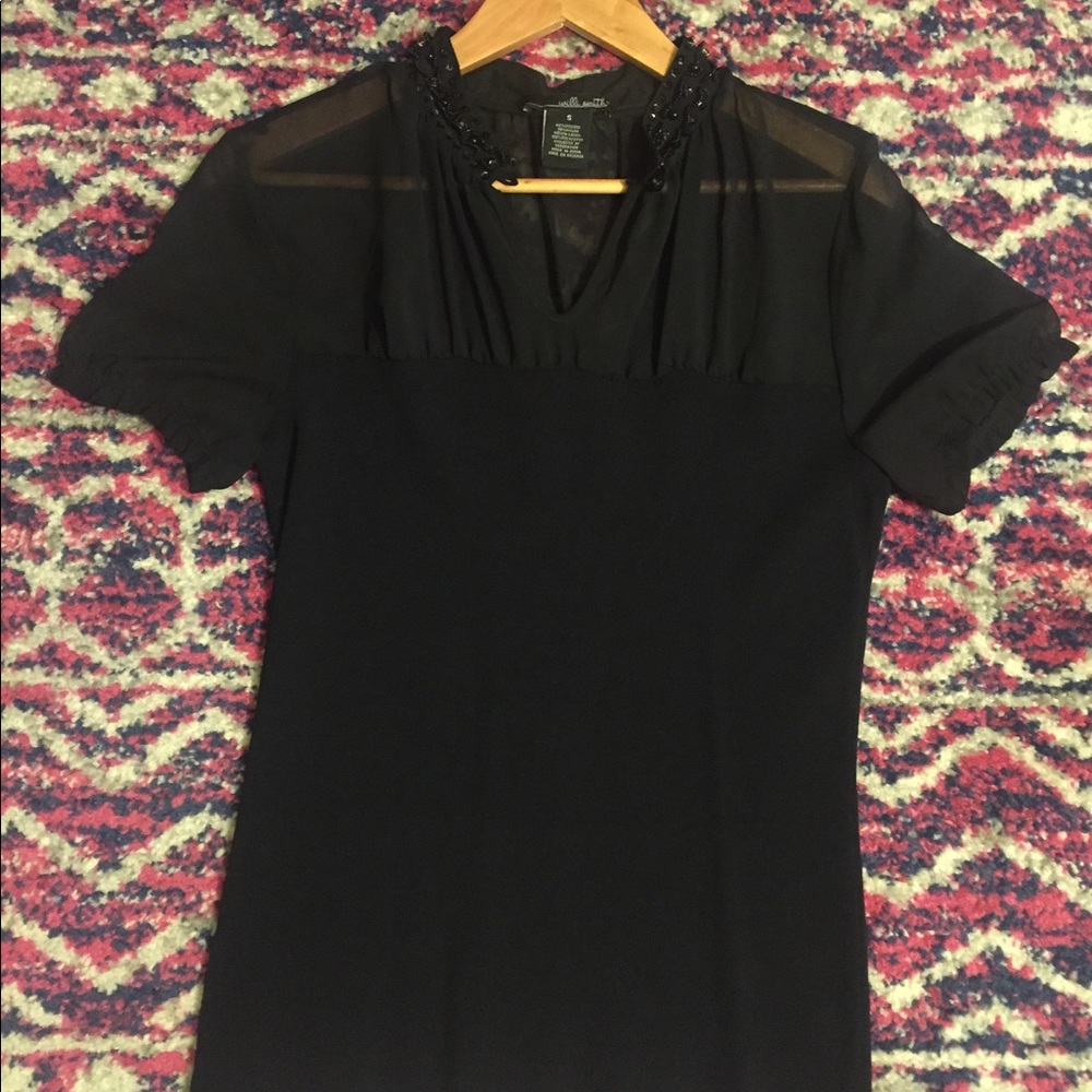 Willi Smith - Black Blouse with Beaded Detail